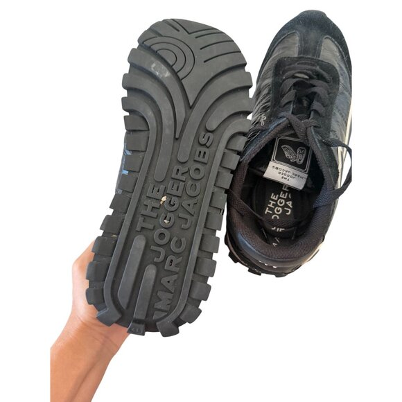 MARC JACOBS The Jogger Black Leather Suede Trainers Sneakers Size 41 / US 11 - Picture 6 of 9